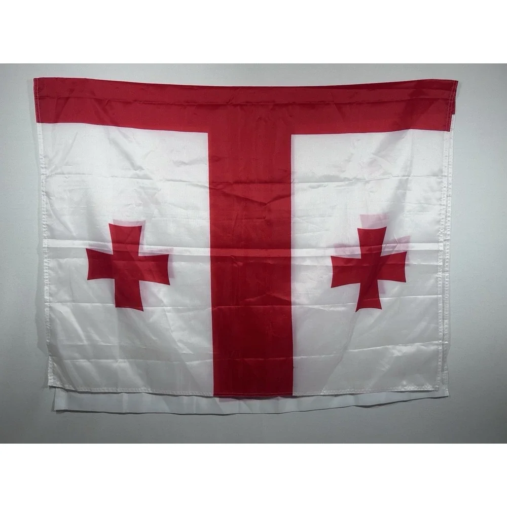 Vintage Georgian Flag Pennant Red White Banner Large Americana Retro Display